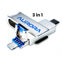 3 v 1 OTOČNÝ FLASH DISK, USB-A + MICRO USB + USB-C (TYPE-C)