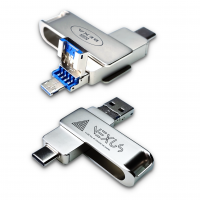 3 v 1 OTOČNÝ FLASH DISK, USB-A + MICRO USB + USB-C (TYPE-C)