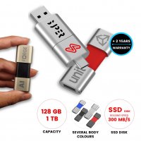 Kovový výsuvný USB 2.0/3.0 flash disk  s konektory USB-C a USB-A