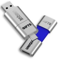 Kovový výsuvný USB 2.0/3.0 flash disk  s konektory USB-C a USB-A