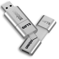 Kovový výsuvný USB 2.0/3.0 flash disk  s konektory USB-C a USB-A