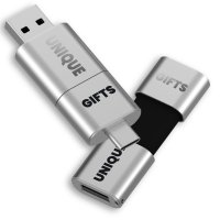 Kovový výsuvný USB 2.0/3.0 flash disk  s konektory USB-C a USB-A