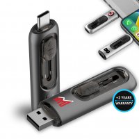 Kovový výsuvný USB 2.0/3.0 flash disk s konektory USB-C a USB-A