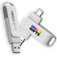 Kovový otočný USB 2.0/3.0 flash disk s konektory USB-C a USB-A