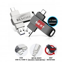 Kovový otočný USB 2.0/3.0 flash disk s konektory USB-C a USB-A