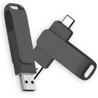 Kovový otočný USB 2.0/3.0 flash disk s konektory USB-C a USB-A