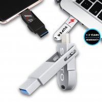 Kovový OTG USB 2.0/3.0 flash disk s USB-C a USB-A