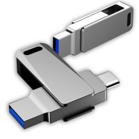 Kovový otočný USB 2.0/3.0 flash disk s USB-C a USB-A