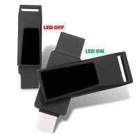 Kovový otočný USB 2.0/3.0 flash disk s USB-C a USB-A a LED logem