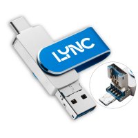 Otočn&yacute; USB flash disk FLIPSTER, s USB-C, USB-A
a micro USB