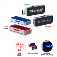 VÝSUVNÝ USB FLASH DISK S LED LOGEM