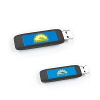 VÝSUVNÝ POGUMOVANÝ USB FLASH DISK S LED LOGEM