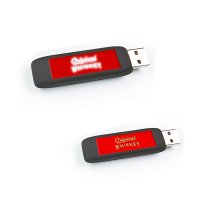 VÝSUVNÝ POGUMOVANÝ USB FLASH DISK S LED LOGEM