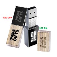 USB 2.0/3.0 flash disk s dřevěnou nebo bambusovou krytkou, s LED logem