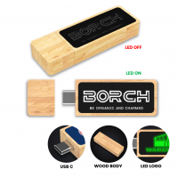 DŘEVĚNÝ USB FLASH DISK S LED LOGEM, S USB-C