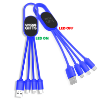 NAPÁJECÍ USB KABEL 3 V 1, S LED LOGEM A KARABINOU