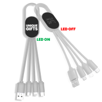 NAPÁJECÍ USB KABEL 3 V 1, S LED LOGEM A KARABINOU