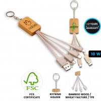 BAMBUSOVÝ NAPÁJECÍ USB KABEL 3 V 1