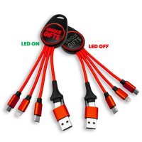 KRÁTKÝ NABÍJECÍ USB KABEL 6 V 1, S LED LOGEM