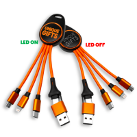 KRÁTKÝ NABÍJECÍ USB KABEL 6 V 1, S LED LOGEM