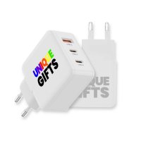 65W USB adaptér do EU zásuvky, 2× USB-C, USB-A 