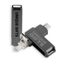 4 V 1 OTOČNÝ USB FLASH DISK, USB-A 
+ USB MICRO + USB-C (TYPE-C) + LIGHTNING