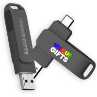 Kovový otočný USB 2.0/3.0 flash disk s konektory USB-C a USB-A