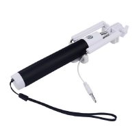 Mini selfie tyčka s kabelem a zabudovanou spouští, černá barva (CAM020)
