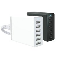 Síťový USB adaptér se 6 USB výstupy, barva bílá (CLA1526)