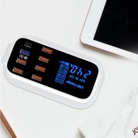 STOLNÍ QC 3.0 USB ADAPTÉR S LED DISPLEJEM, 7 USB A 1 TYPE-C VÝSTUPEM