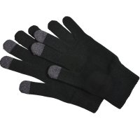 Rukavice pro dotykové displeje, černá barva + 3 tmavě šedé dotykové špičky, 23 cm (GLO001)