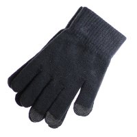 Rukavice pro dotykové displeje, černá barva + 3 tmavě šedé dotykové špičky, 21 cm (GLO001)
