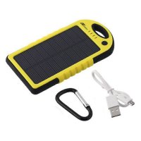 Solární nabíječka - power bank 5000 mAh, žlutá barva, pogumovaný povrch (PBS5060)