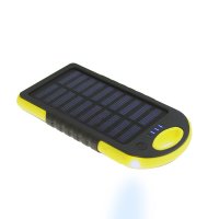Solární nabíječka - power bank 5000 mAh, žlutá barva, pogumovaný povrch (PBS5060)