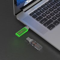 AKRYLOVÝ USB 2.0 / 3.0 FLASH DISK S LED PODSVÍCENÝM LOGEM A POUTKEM