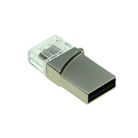 KOVOVÝ MINI OTG USB FLASH DISK, KONEKTORY USB-A + MICRO USB (PRO ANDROID)