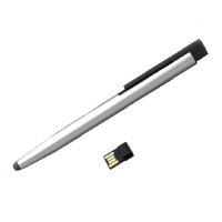 Stylové USB 2.0 flash disk stylus pero, 16GB, stříbrná barva, modrá náplň (UDM1100)