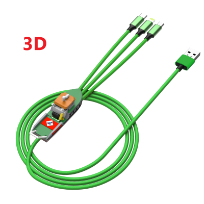 DLOUHÝ NABÍJECÍ (2A) USB KABEL 3 V 1, VE VLASTNÍM 3D TVARU
