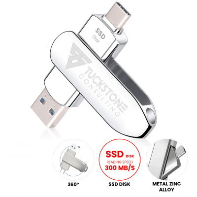 OTOČNÝ PŘENOSNÝ SSD DISK S KONEKTORY USB-C A USB-A